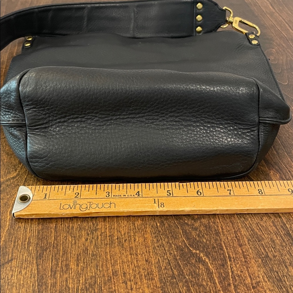 HOBO FLARE Bucket Bag Black Pebbled Leather Crossbody Purse - Picture 11 of 13